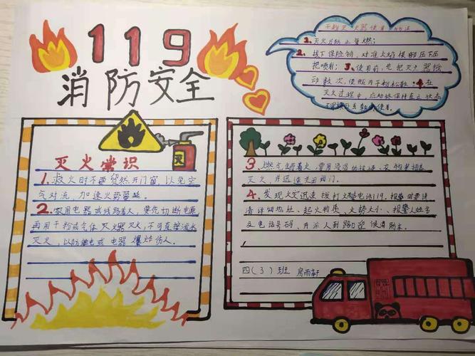 119消防知识手抄报图片