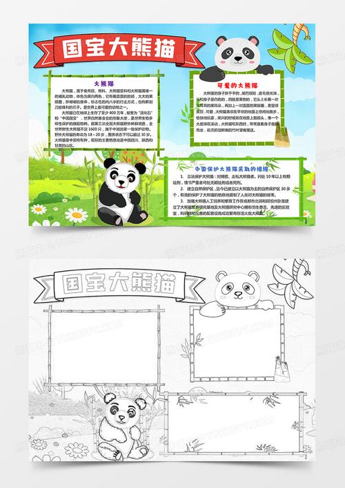 爱护熊猫的手抄报图片