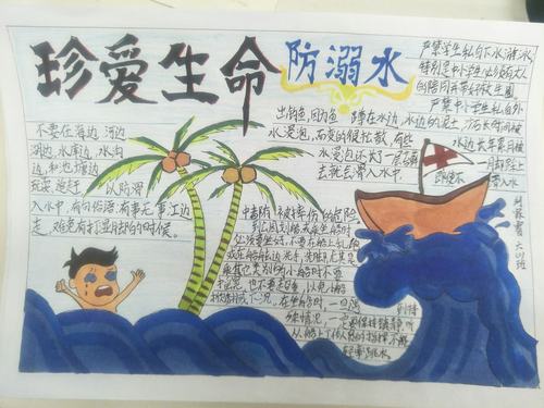 4k纸防溺水手抄报图片