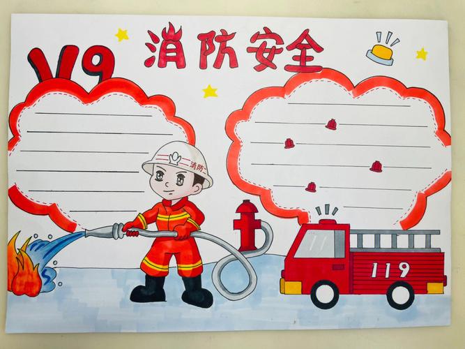 119消防安全手抄报模板