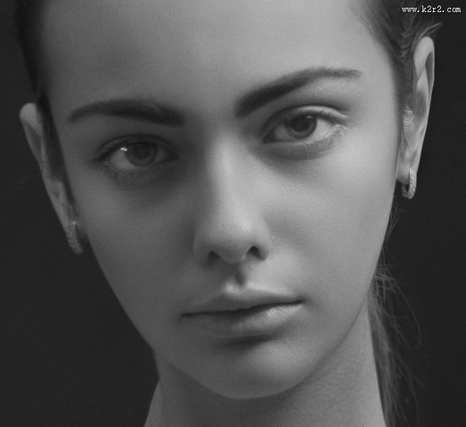 美女的黑白肖像摄影图片
