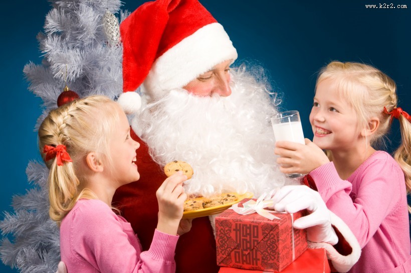 圣诞老人和可爱儿童图片大全