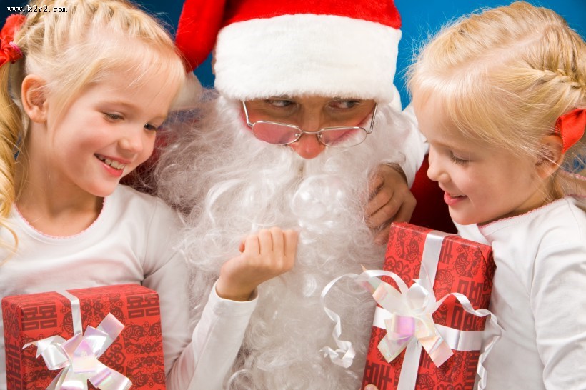 圣诞老人和可爱儿童图片大全