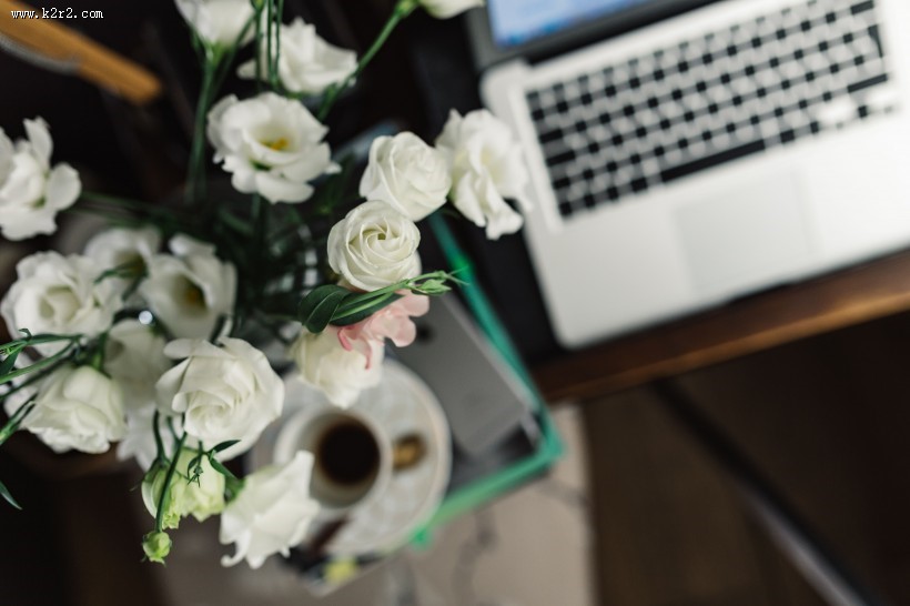 女人在家办公的图片