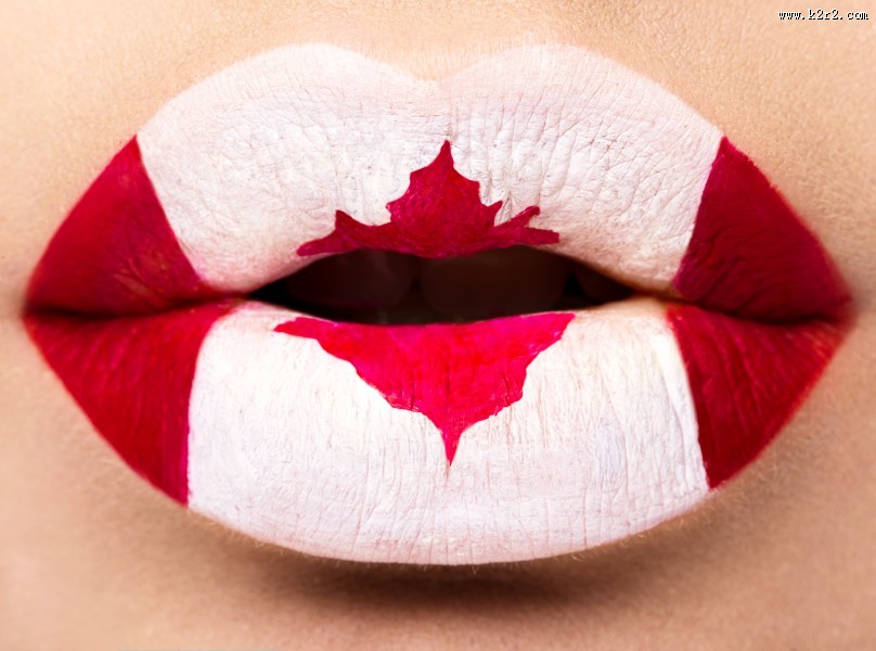 嘴唇上的各国旗帜彩绘图片