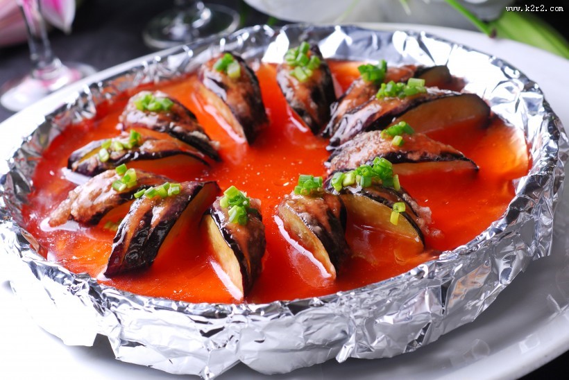 好吃的铁板红烧茄盒图片