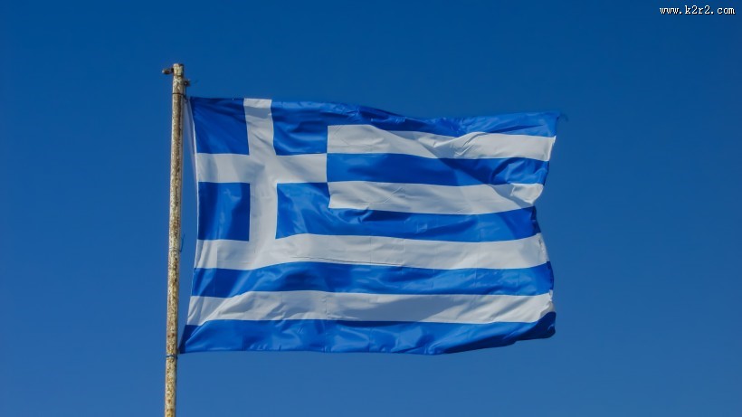 随风摆动的希腊国旗图片