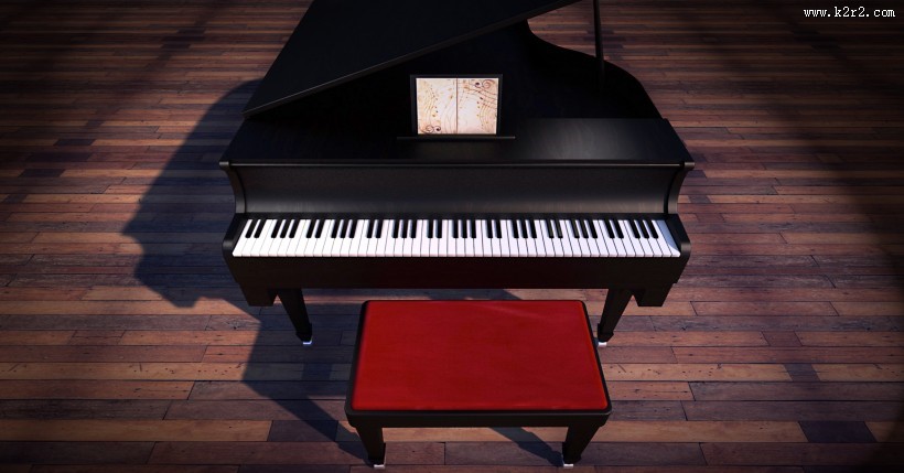 放置的钢琴与琴凳图片