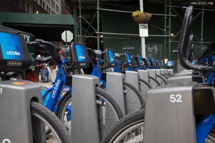 蓝色美国自行车图片