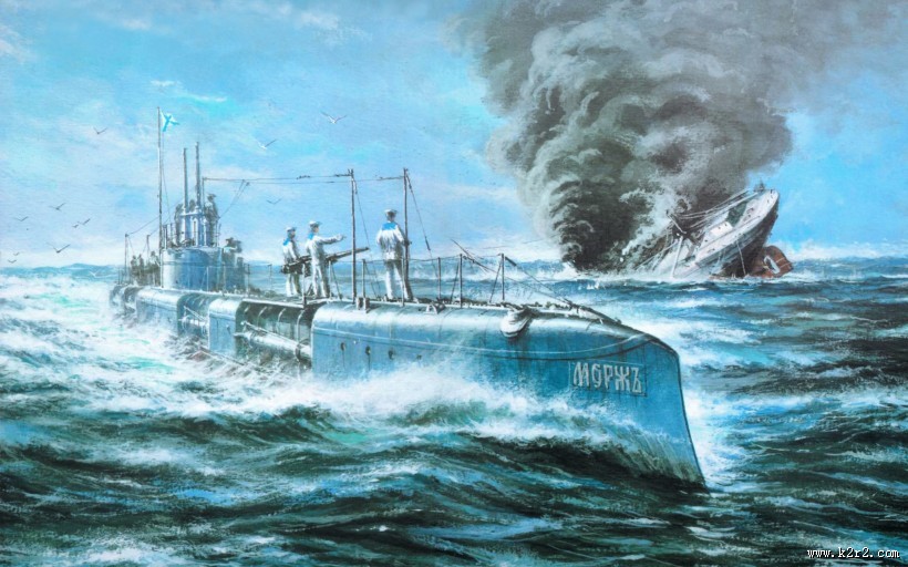 军事题材绘画-潜艇图片