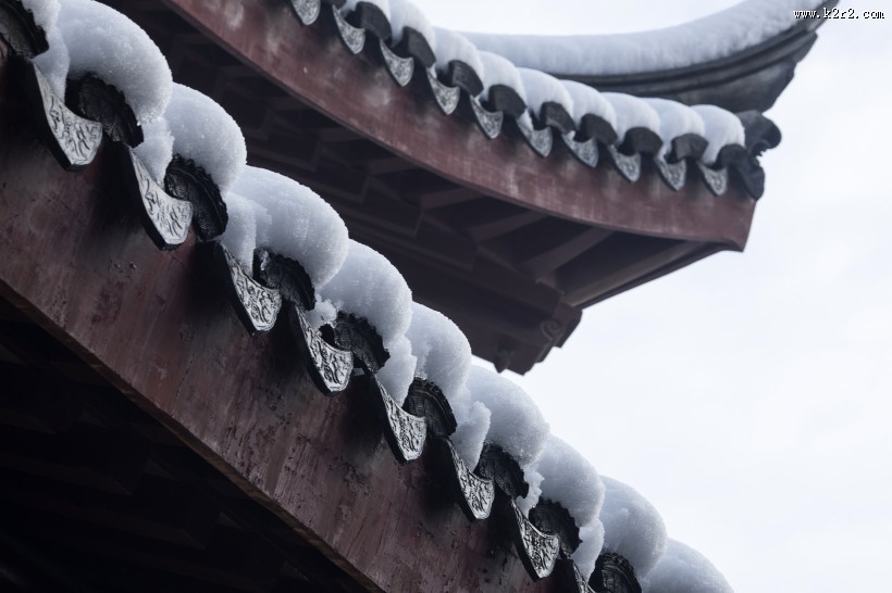雪后古建筑图片