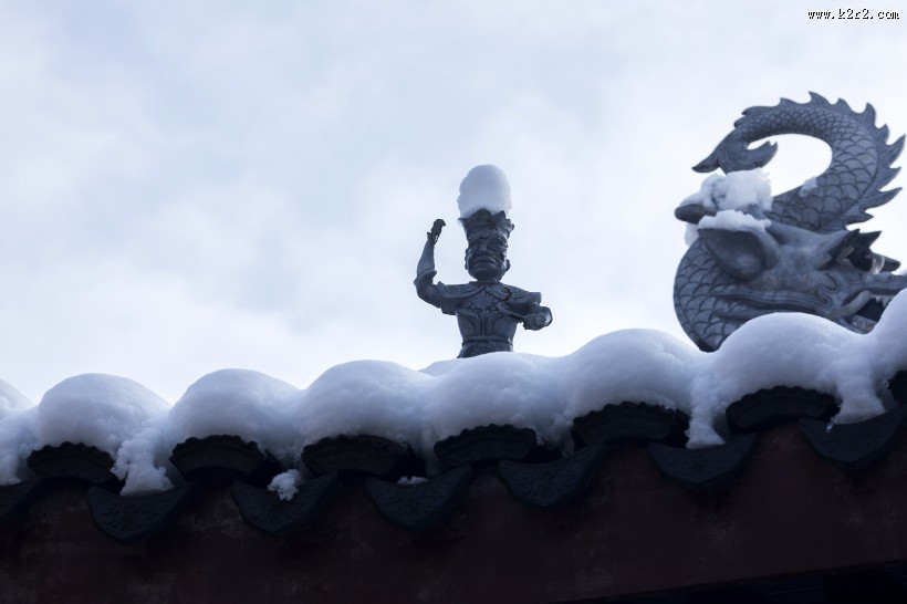 雪后古建筑图片