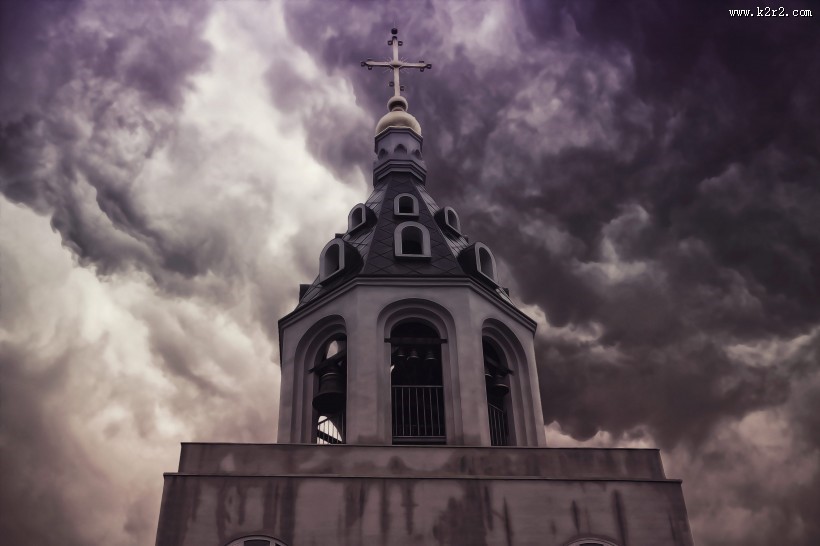 屋顶的十字架图片