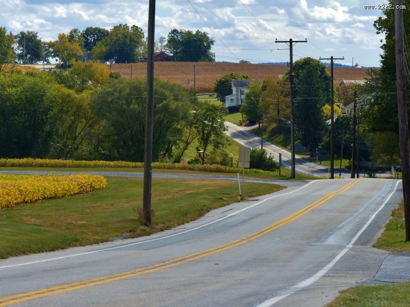 废弃曲折的柏油路图片