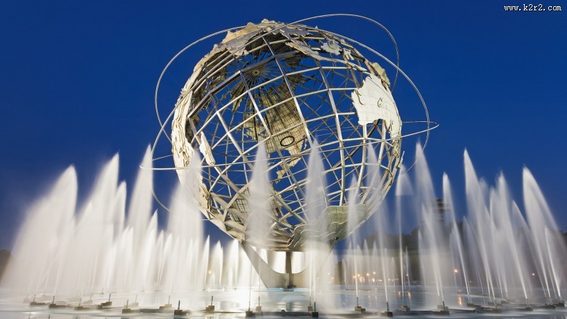 美丽的街景喷泉图片