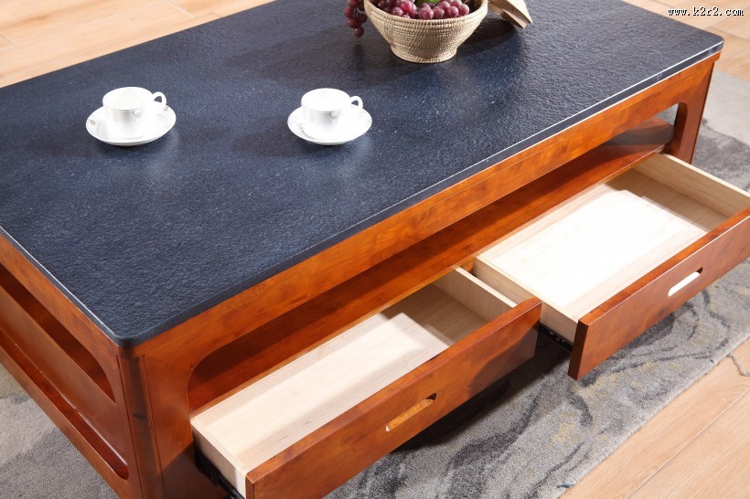 枣红色木质茶几图片