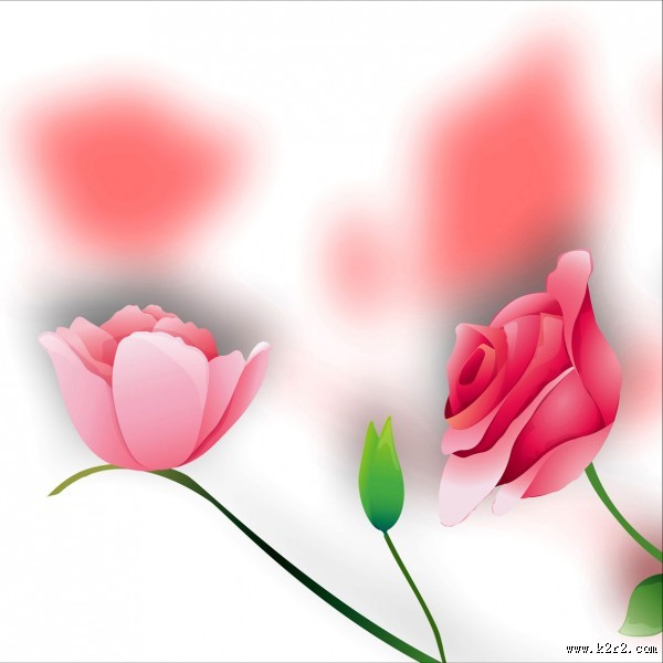 粉色温馨花朵三联画图片