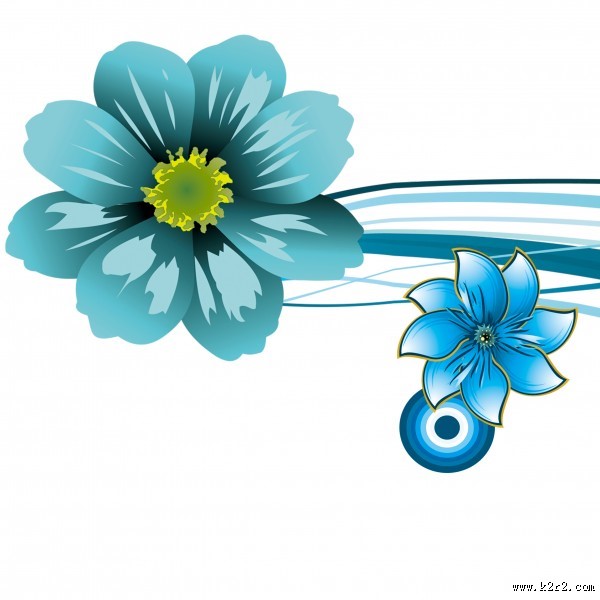 蓝色花朵三联画图片大全