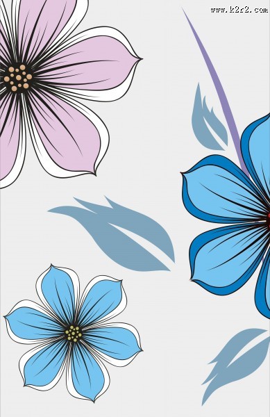 蓝色花朵三联画图片大全