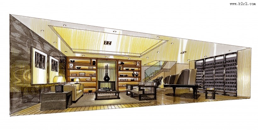 北京富力湾手绘透视图c1图片