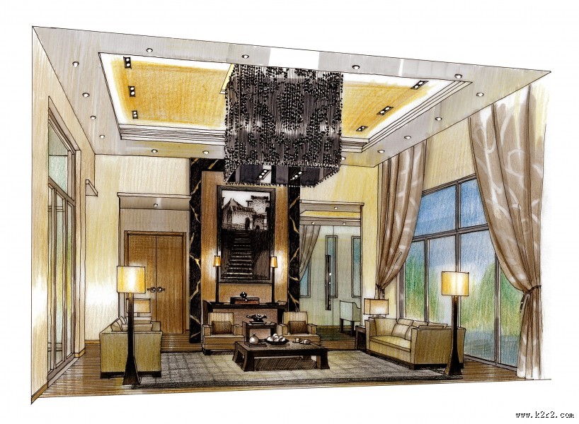 北京富力湾手绘透视图c1图片