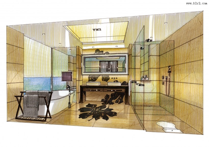 北京富力湾手绘透视图c1图片