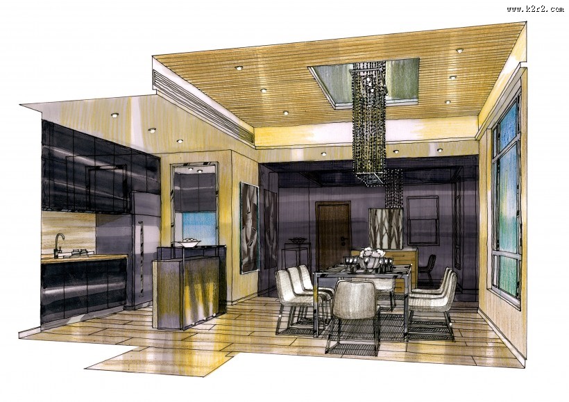 北京富力湾手绘透视图H1图片