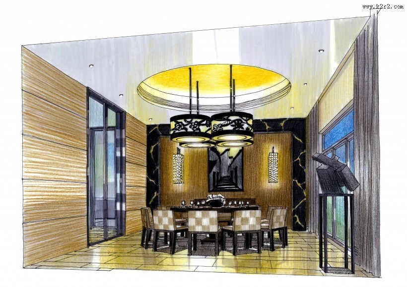 北京富力湾手绘透视图H2图片