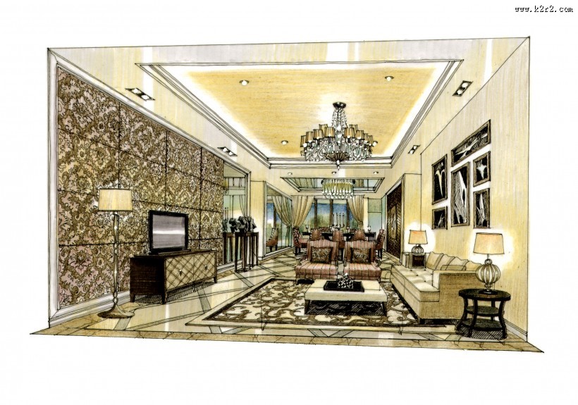 梁志天室内手绘图片