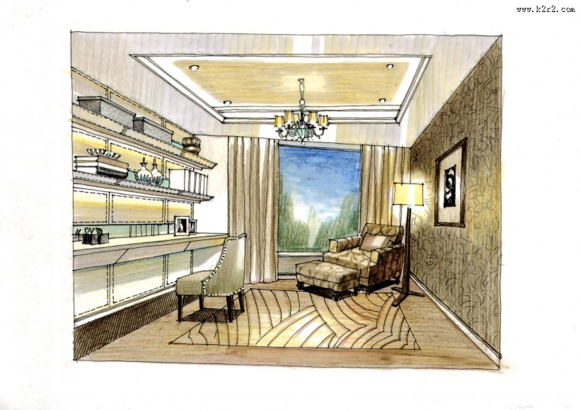 梁志天室内手绘图片