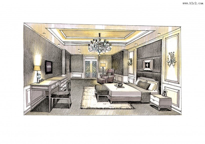 梁志天福州项目室内手绘图片