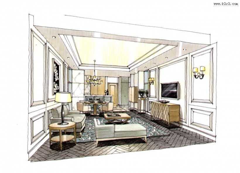 快速表现室内手绘作品图片