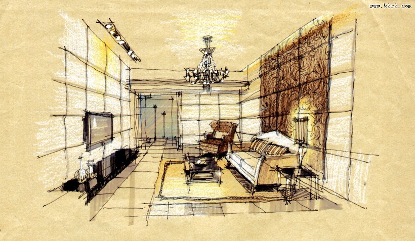快速表现室内手绘作品图片