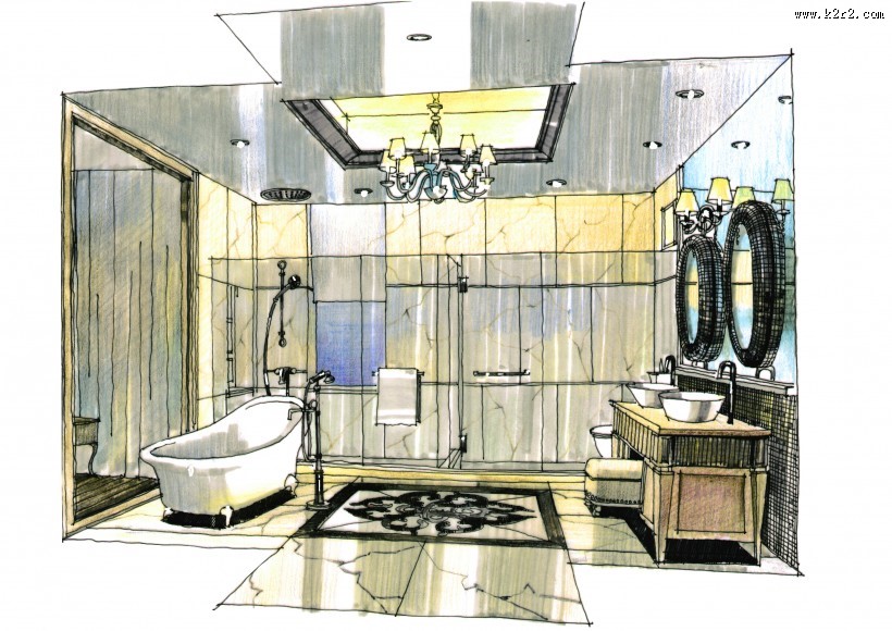 快速表现室内手绘作品图片