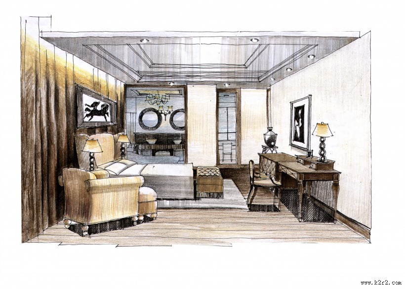 快速表现室内手绘作品图片
