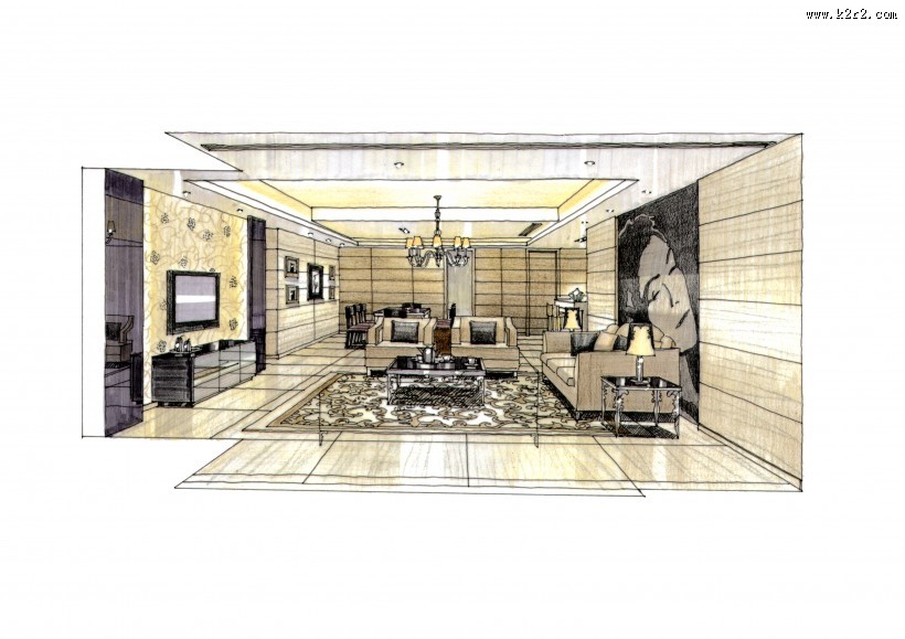 北京马甸公寓室内手绘图片