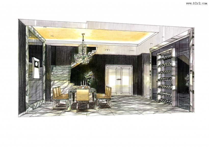 成都河畔新世界大深化透视手绘图片