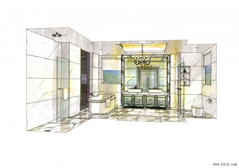 成都河畔新世界大深化透视手绘图片