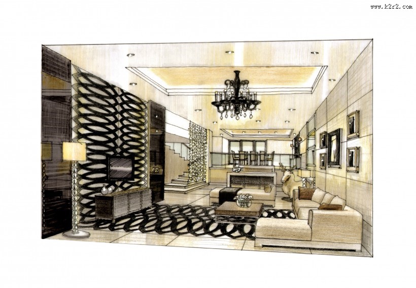 深圳中信红树湾样板房手绘稿图片