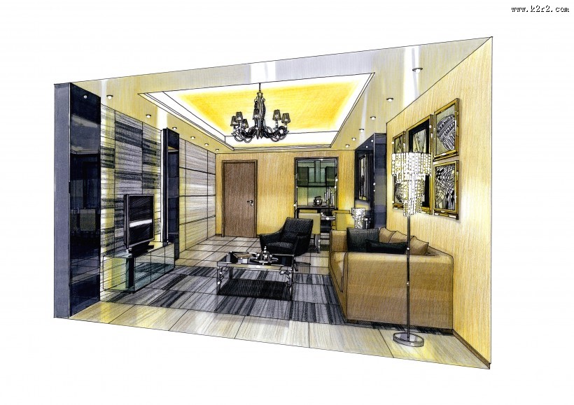 合景上城湾畔室内设计手绘图片