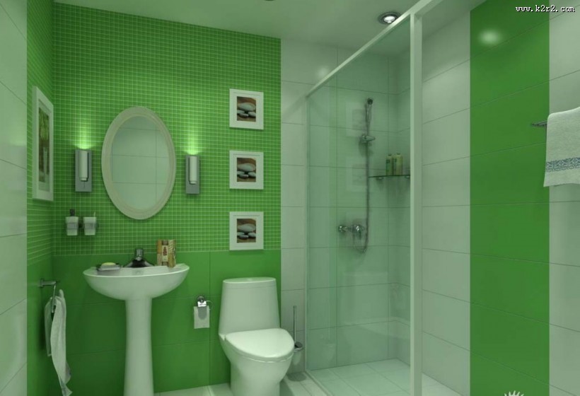 淡雅绿色卫生间设计图片