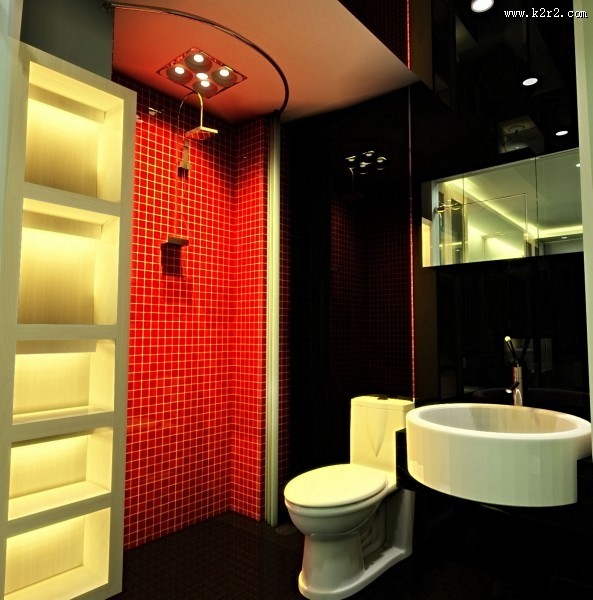 热情红色系卫生间设计图片