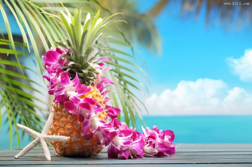 唯美海滩物品图片