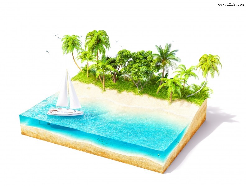 精美立体小岛景色图片