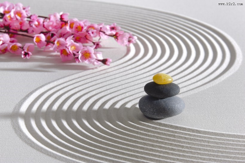 沙子鹅卵石养生图片