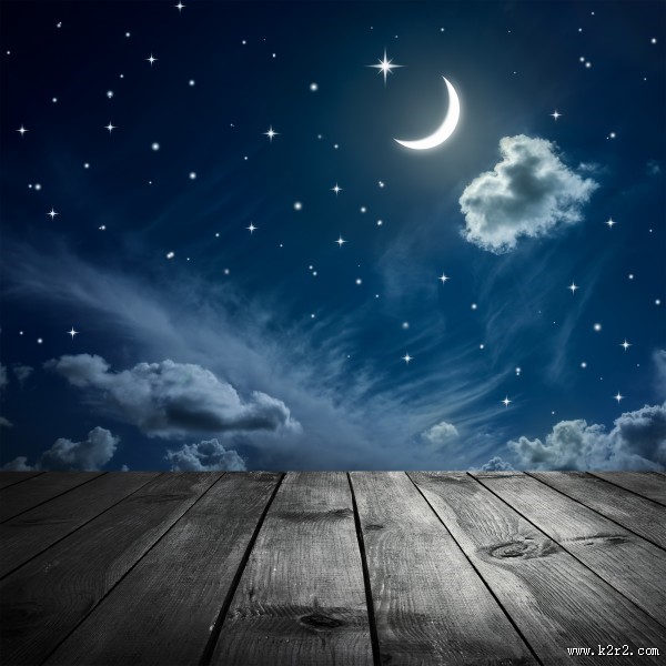 木板星空景色图片