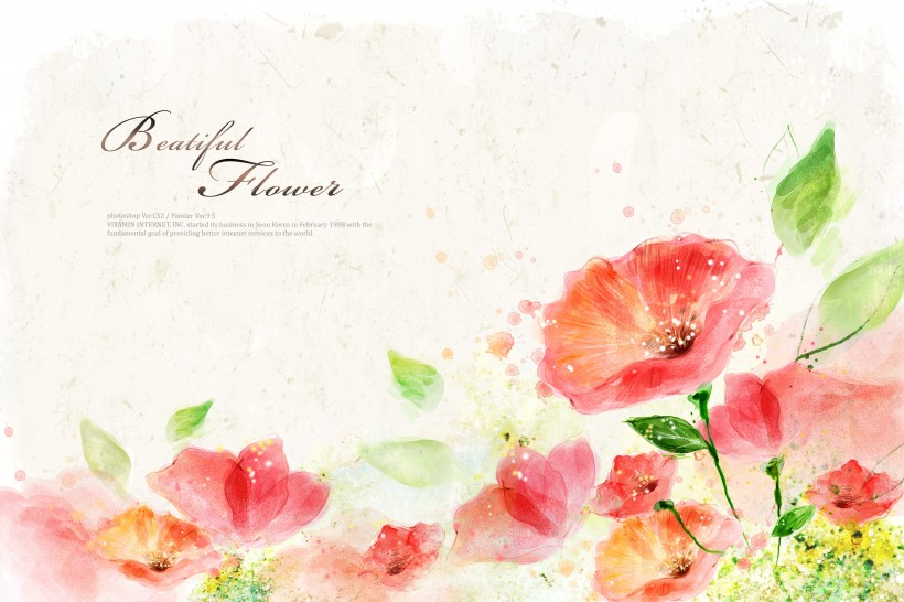 手绘梦幻花朵信纸底纹图片