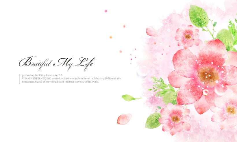 手绘梦幻花朵信纸底纹图片