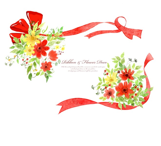 手绘丝带边框素材图片