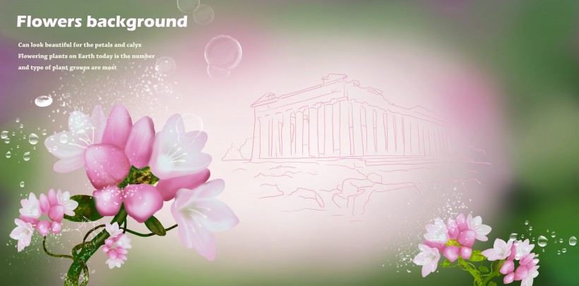 绿色系手绘花朵明信片图片